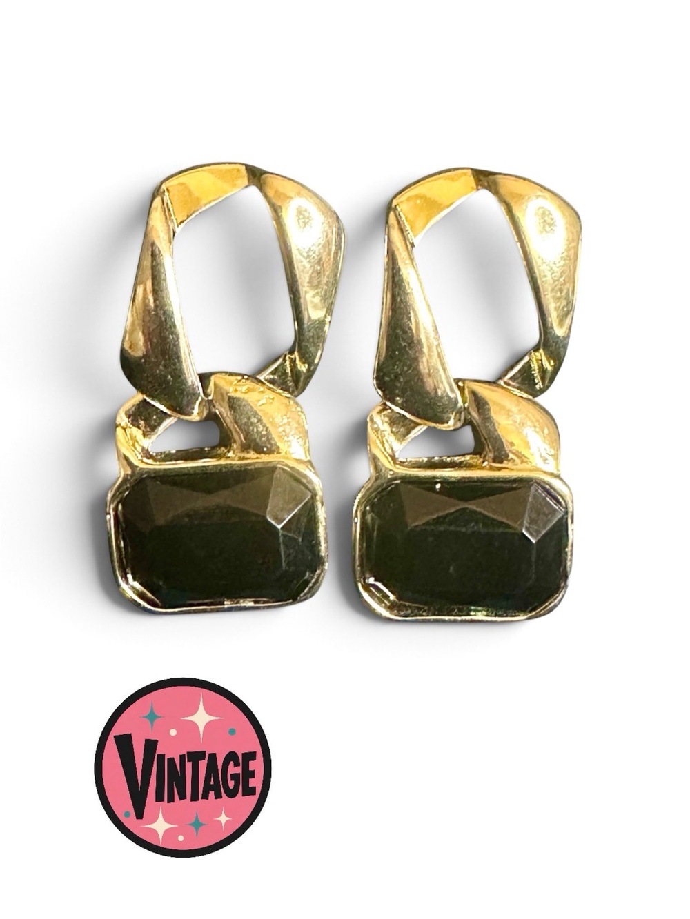 Lia Sophia Intrigue Dangle Earrings Gold Black Crystal Vintage